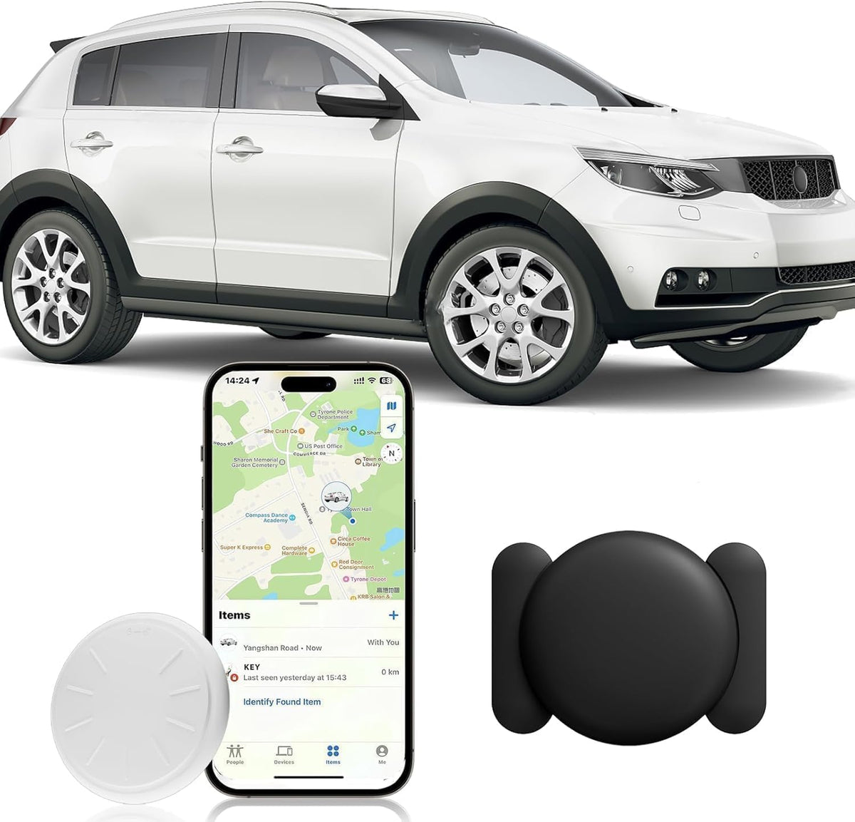 HONGTOP H (Black,1PCS) Mini GPS Tracker for Vehicles,Tracker Device for Vehicles No Subscription No Monthly Fee Car