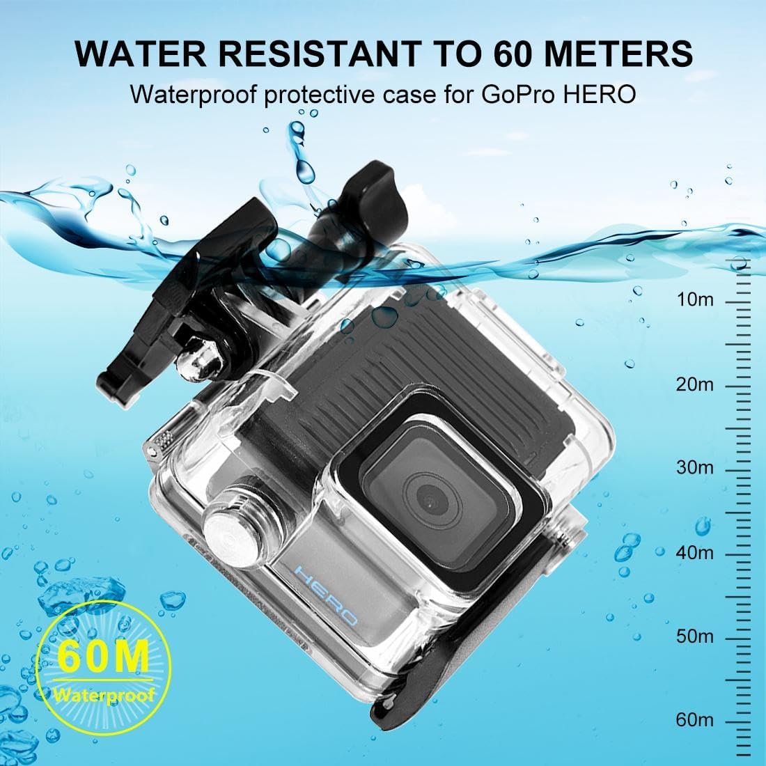 PULUZ 196FT/60M Waterproof Housing Case for GoPro Hero 4K, Protective Underwater Dive Housing Shell with Mount & Screw Accessories for Go Pro Hero 4K 2024 Action Camera