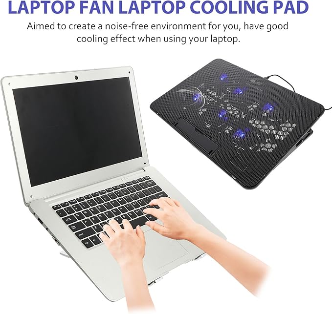 Vaguelly Laptop Cooling Pad 15.6 Inch with 1 Quiet Fan Black Laptop Cooler Stand for Gaming and Office Use Portable Cooling Base Compatible with 15.6 Notebooks