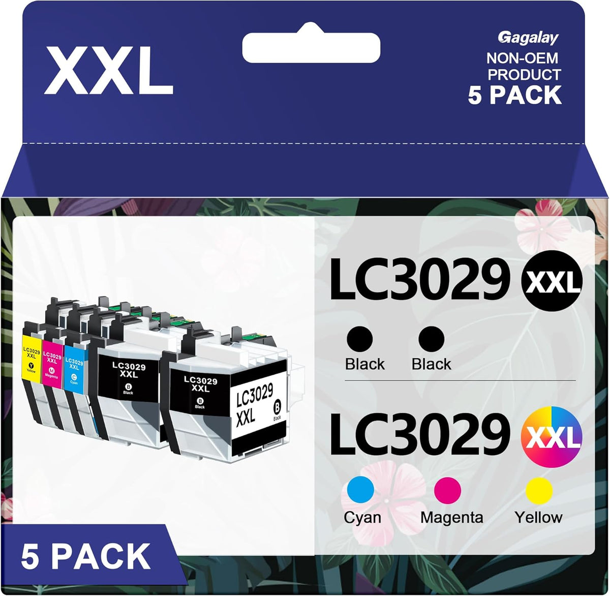 LC3029XXL Ink Cartridges LC30295PK Super High Yield Compatible for Brother LC3029 Ink Cartridges MFC-J5830DW MFC-J5830DWXL MFC-J5930DW MFC-J6535DW MFC-J6935DW Printer, 5 Pack black cyan magenta yellow