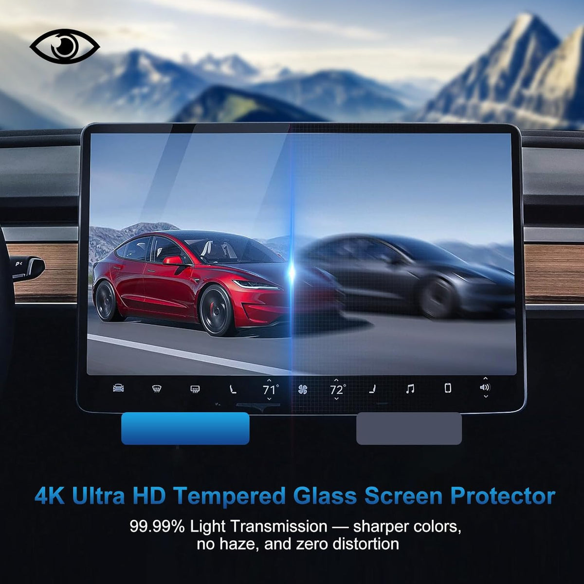 Screen Protectors for Tesla Model X&Model S 2023-2025, Center Console Touch Screen Tempered Glass Protective, Ultra Tough Shockproof Display Protective, Model S/X Accessories with 9H Anti-Fingerprint