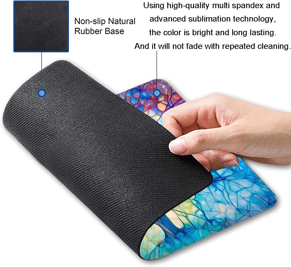 Hokafenle Mouse Pad, Cute Tree of Life Mouse Pad, Square Mouse Mat Design Waterproof Mouse Pads Non-Slip Rubber Base Mousepad for Office Home Laptop, Rainbow Tree