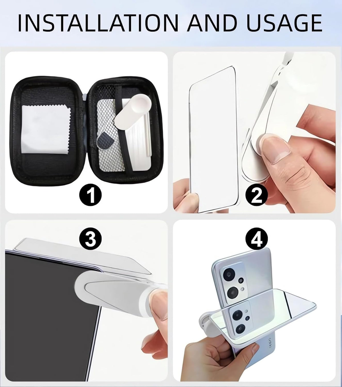 2024 Smartphone Camera Mirror Reflection Clip Kit - New Version: Adjustable Selfie Reflector, Mobile Phone Reflection Clip for All Phones (White+Black)