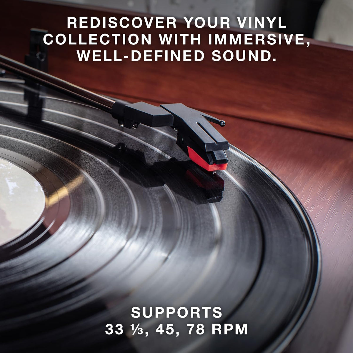 Victrola The Quincy 6-in-1 Bluetooth Record Player & Multimedia Center with Built-in Speakers – 3-Speed Turntable, CD & Cassette Player, AM/FM Radio, Wireless Music Streaming (Farmhouse Oatmeal)