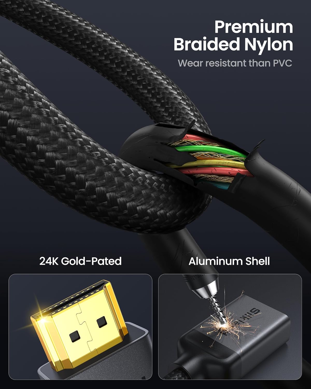 8K 10FT/3M 2.1, 8K@60hz 4K@120hz 48Gbps PS5 PS4 Silkland HDMI Extension Cable HDMI Extender HDMI Male to Female