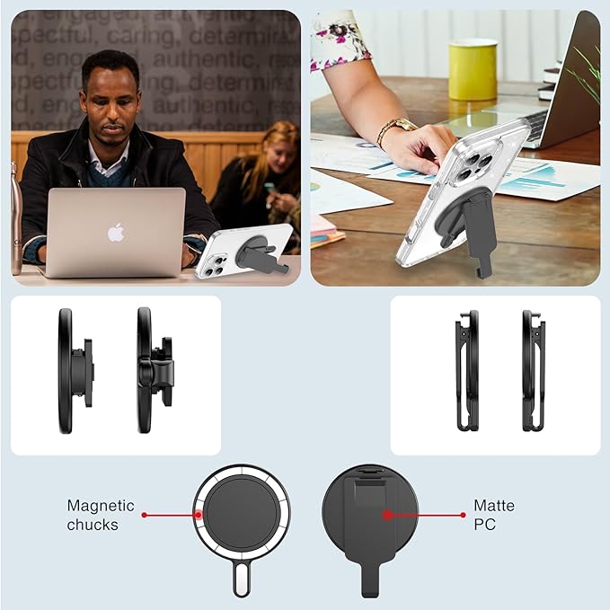 BAISRKE Magnetic Belt Clip Phone Holder, Strong Magnetic Waist Clip Compatible with Phone Cases, Portable & Versatile Accessory for Travel & Outdoor Use - Black