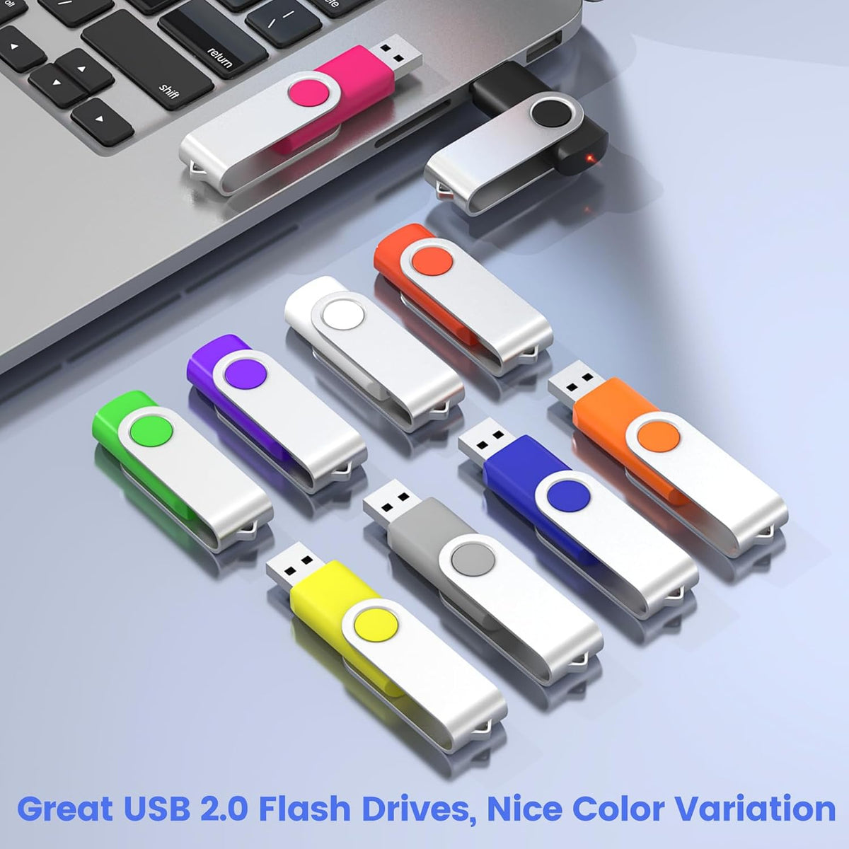 ABLAZE 32GB Flash Drive 10 Pack, USB 2.0 Memory Stick with Lanyards Swivel Thumb Drives Bulk 32GB Pendrive U Disk for Data Storage (Mixcolors)