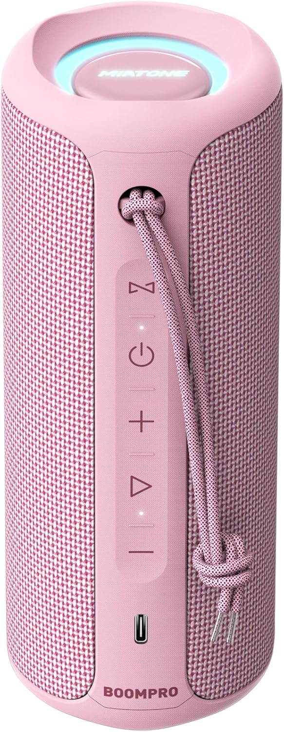 MIATONE Portable Bluetooth Speaker 36W Stereo Sound Bass Boost, 24H Playtime Bluetooth 5.3 TWS Pairing (Pink)