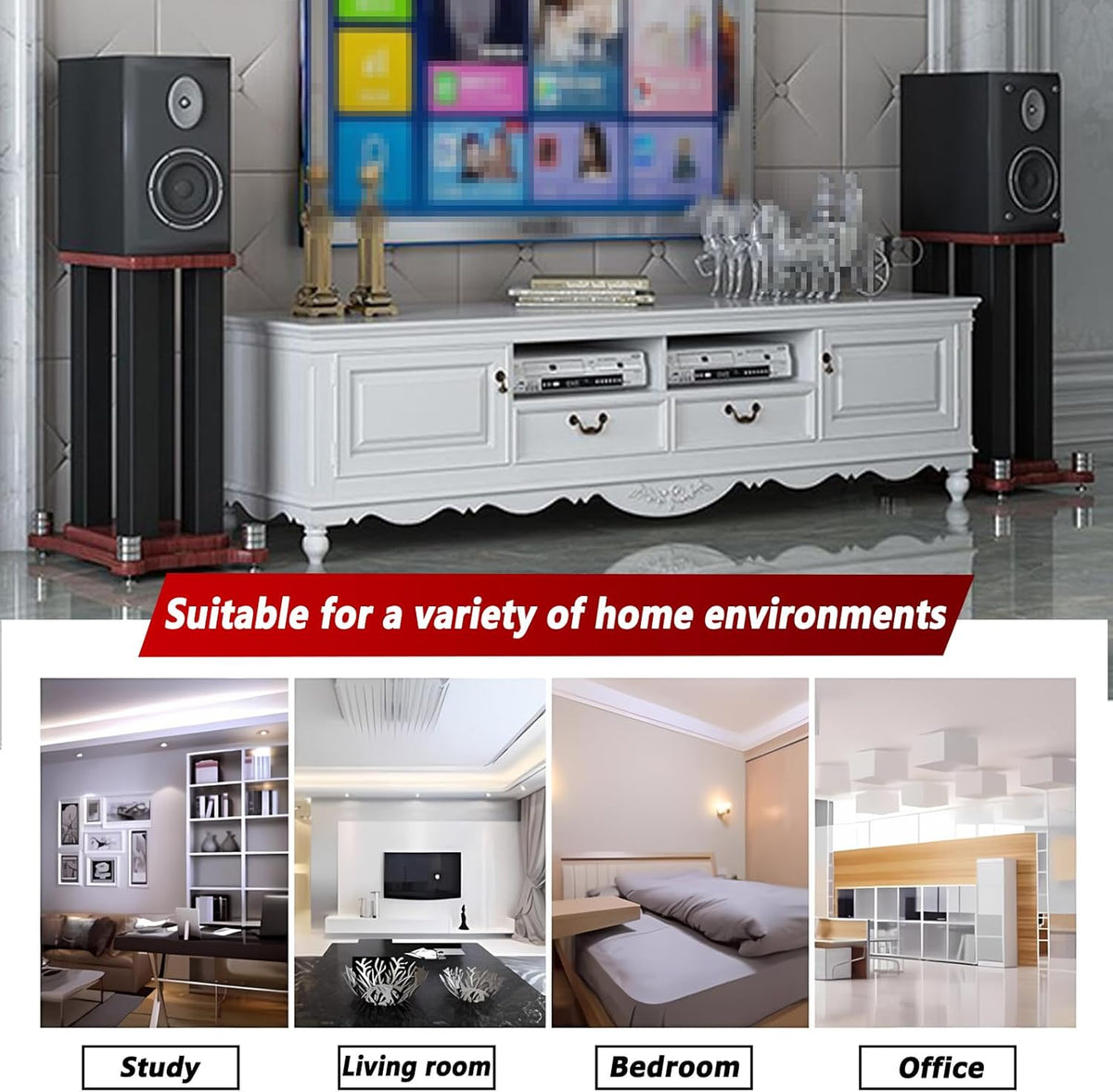 A Pair of Universal Speaker Stands, Heavy Duty Speaker Stands Holds Bookshelf Speaker Satellite Speaker Large Speaker, Vibration-Absorbing MDF Design, Holds 88lbs Speaker (Teak, 70cm/27.5in)