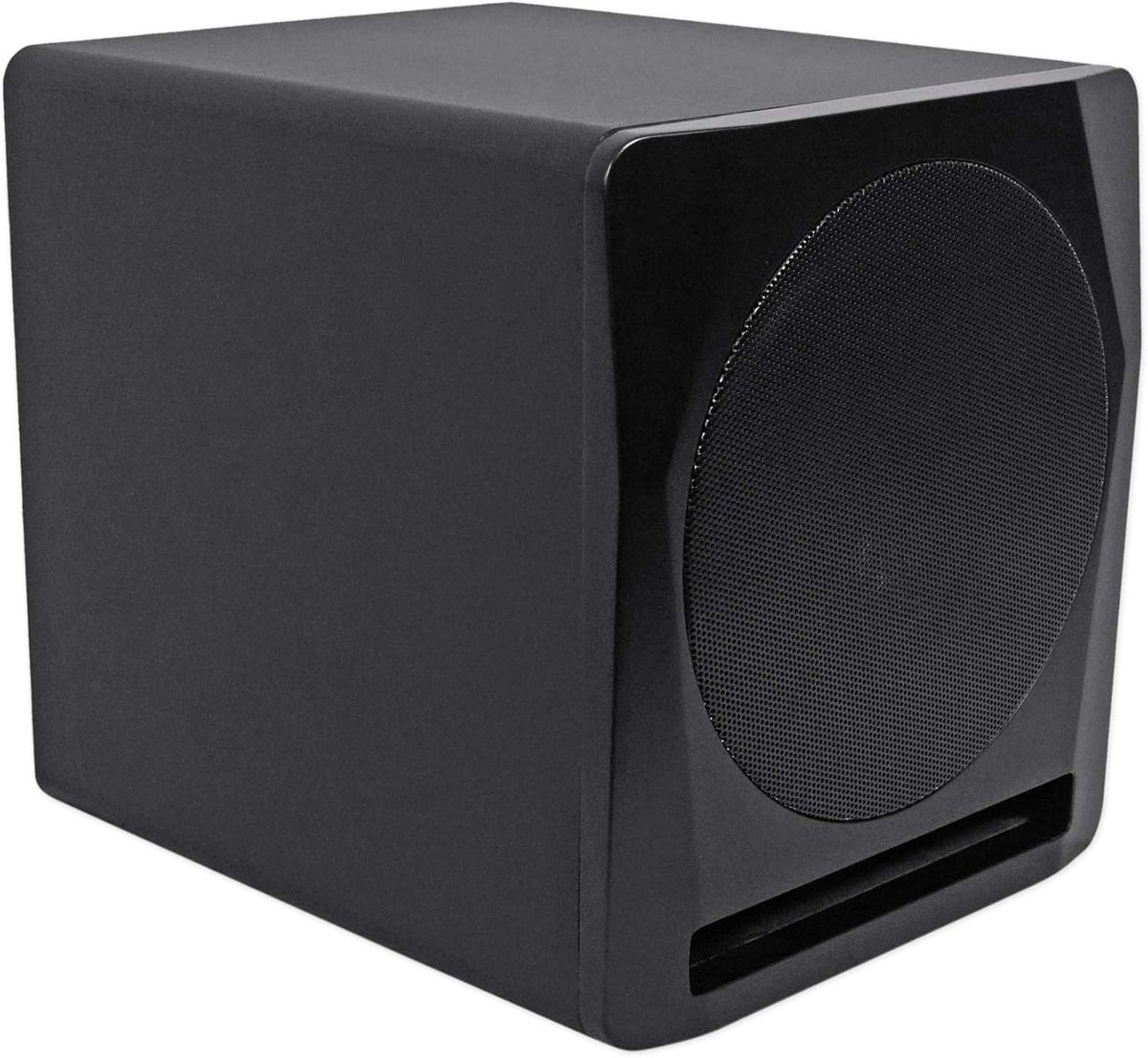 Rockville APM10B Active Studio Subwoofer in Black, 10"", 400W, MDF Wood, RCA/XLR/Optical, Front-Firing Port, Perfect for Studios and Music Production