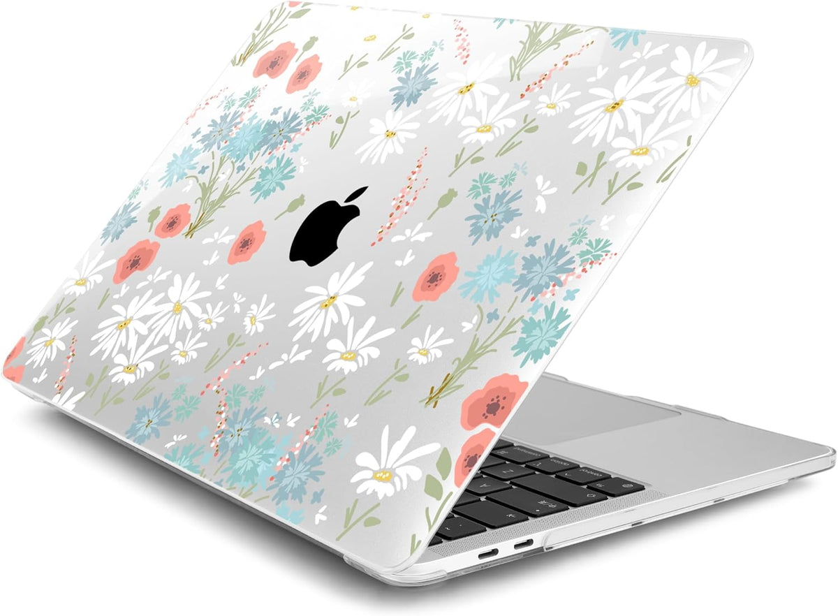 Batianda Case for M1 MacBook Air 13 Inch Model A2337 A2179 A1932 2021 2020 2019 Release,Lovely Creative Series Design Hard Shell with Keyboard Cover & Screen Protector, Cute White Flower