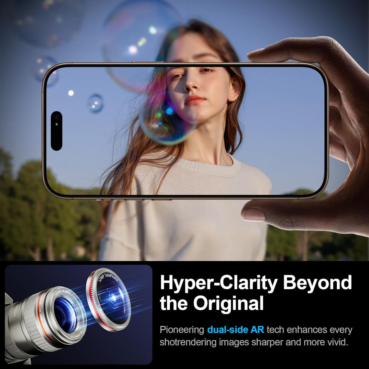 X-it 2 Pack Camera Lens Protector, Shatterproof Anti-Scratch Ultra HD Camera Protector, Anti-Glare Tempered Glass Lens Protector for iPhone 15 Pro Max/15 Pro/14 Pro Max/14 Pro, Case Friendly,SilverRed