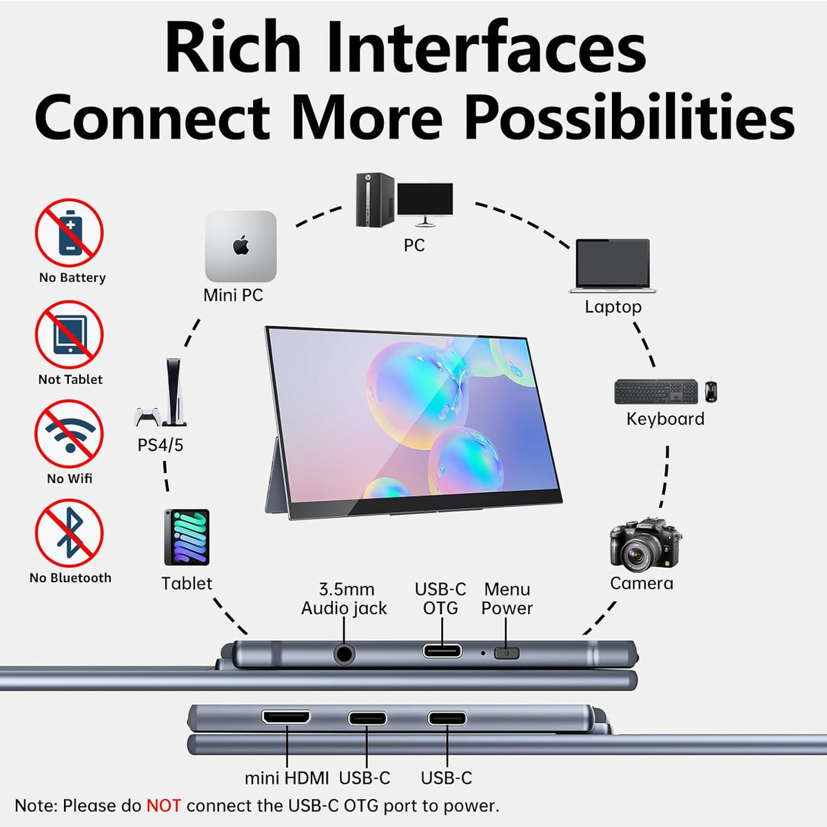Portable Monitor OLED 15.6 Inch Touchscreen 4K UHD 3840X2160 100% DCI-P3 100000:1 Multi-Touch HDR USB-C HDMI Travel Monitor for Laptop with Kickstand & SleeveCase