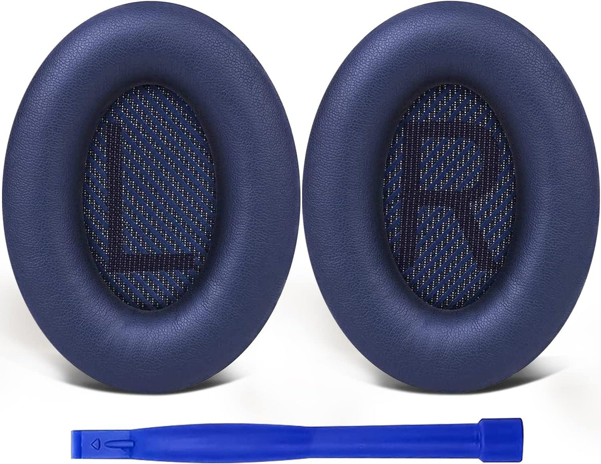 SoloWIT Replacement Earpads Cushions for Bose QuietComfort 35 (QC35) & Quiet Comfort 35 II (QC35 ii) Headphones, Ear Pads with Softer Leather, Noise Isolation Foam, Added Thickness (Midnight Blue)