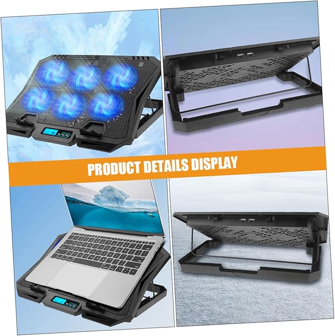 Laptop Cooling Pad 15.6-inch with 6 Fans Adjustable Speed Quiet Cooling Stand for Gaming and Office Use Blue Light USB Powered for Laptops
