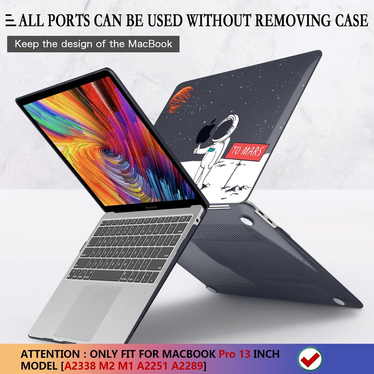 CISSOOK Compatible with MacBook Pro 13 inch Case 2025-2020 Release M2 Chip A2338 M1 A2251 A2289, Astronaut Hard Shell Case for MacBook Pro 13 Inch with Touch Bar, Space Themed Mars
