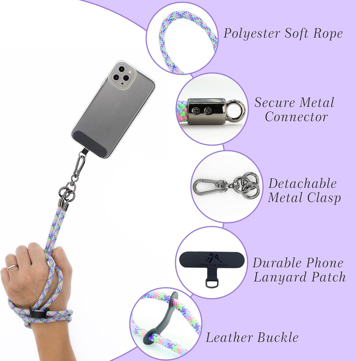 Phone Lanyard Universal Cell Phone Strap Crossbody Strap for iPhone Lanyard Around the Neck Extra Long Rope with Tether Tab for Men and Women (Bubblegum Color)