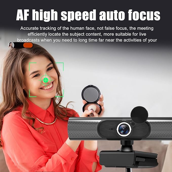 Webcam PC Webcam with Dual Noise Reduction Microphone 2K 30 Frame Auto Focus FHD USB Computer Web Camera with Lens Cover for Video Conference Studying Live Streaming