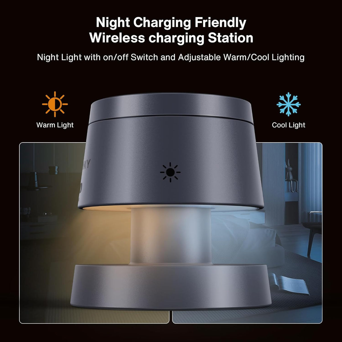 iVANKY 15W Fast 4 in 1 Wireless Charging Station with Mushroom Light for MagSafe Magnetic Charger, 22.5W Travel Stand, 3 in 1 Charge for iPhone 17 16 15 to X Pro Max Plus Air, Apple iWatch, Airpods