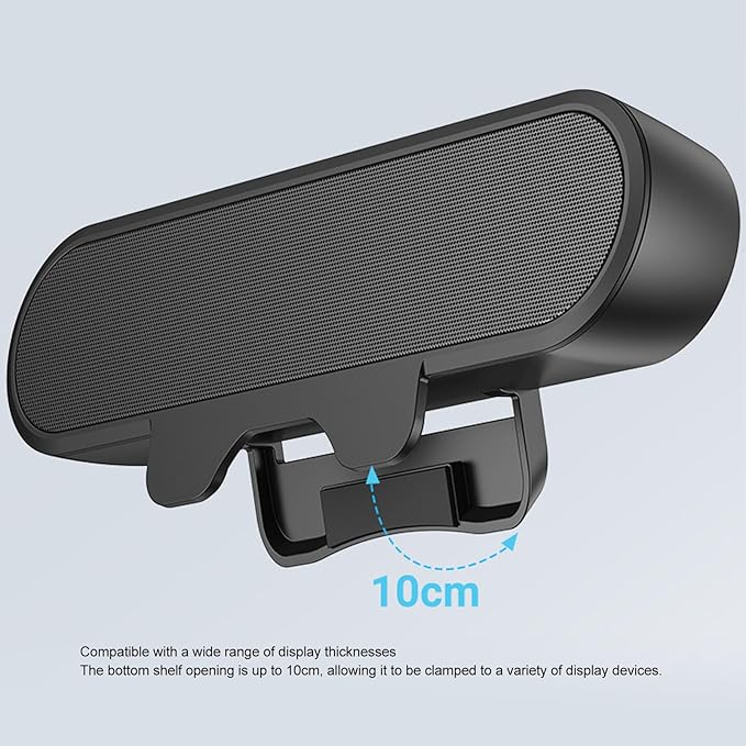 Yosoo Health Gear Computer Clamp Speaker 10W USB Powered Wired PC Black Speaker for Laptop PC Maximum Opening 10cm