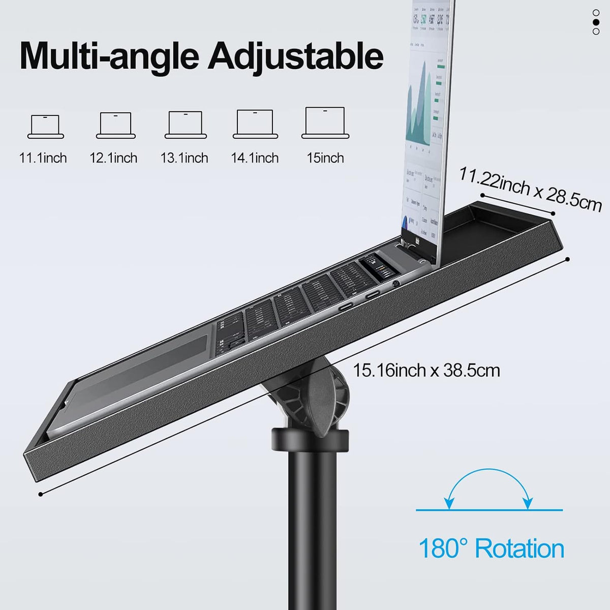 Projector Stand Tripod, Portable Laptop Floor Mount Adjustable Height 26 to 52 Inch with Gooseneck Phone Holder for Outdoor Movies-Detachable Computer DJ Racks