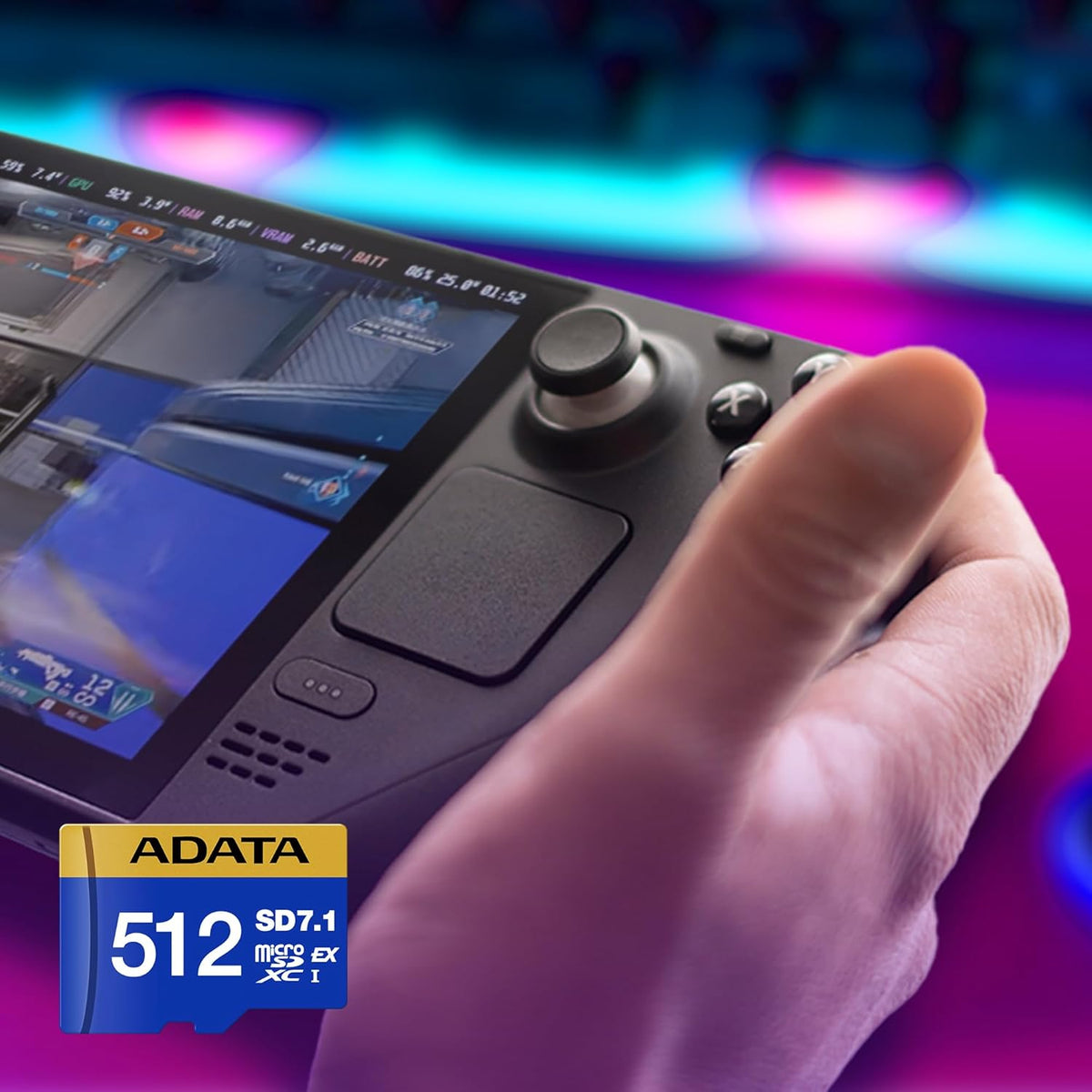 ADATA 256GB Premier Extreme microSDXC SD7.1 Express Card for Nintendo Switch 2, PCIe Gen3 x1 / U3 / C10 / V30, Up to 800/700 MB/s, 4K Video Recording, Compatible w/ASUS ROG Ally (UD256GEX3L1-C)
