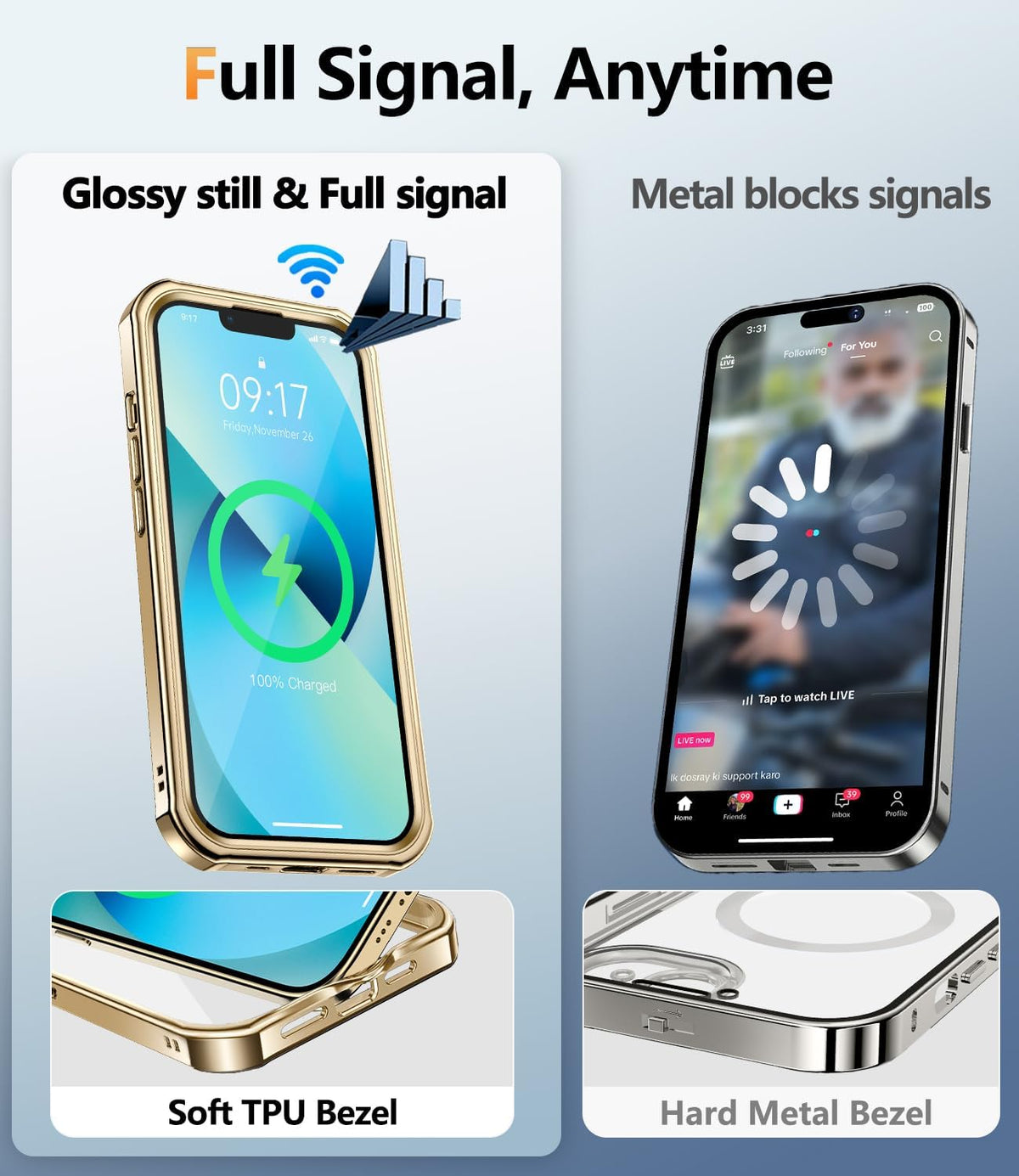 [360° Rotatable CD Stand & Built-in Privacy Screen Magnetic Case for iPhone 13 [Compatible with MagSafe & Full Signal] Mil-Grade Shockproof Full Body Anti-Spy Cover for 13-Gold