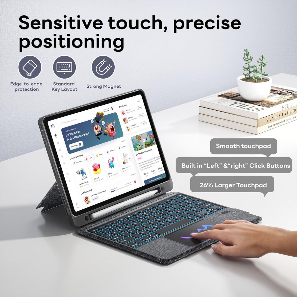Combo Keyboard Case with Trackpad for ipad Air 11-inch (M2) 2024 & iPad Pro 11 inch (1st/2nd/3rd/4th Generation), Detachable Backlit Keyboard with Kickstand, Multi-Mode, For 10.9”iPad Air 4th/5th Gen
