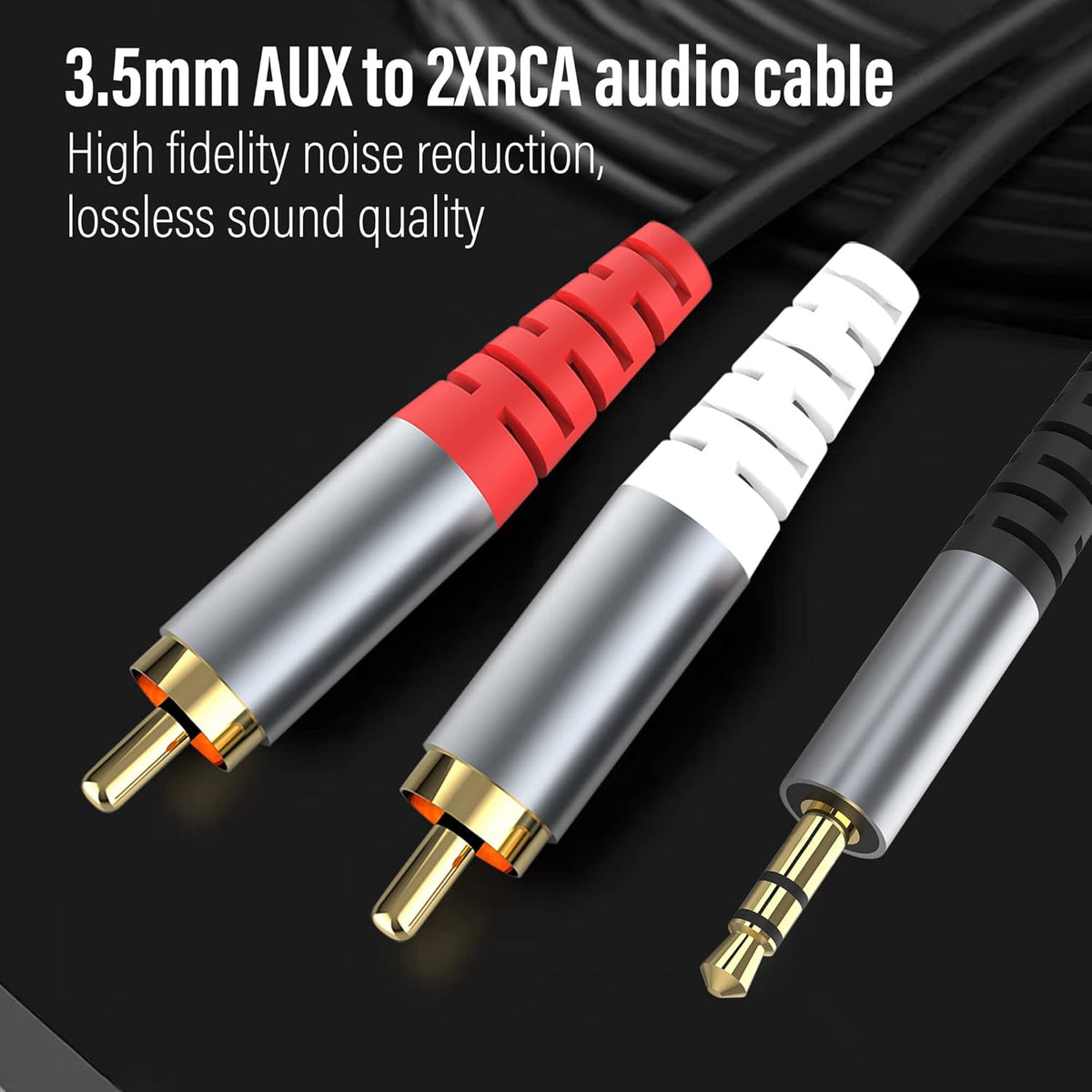 HIEbee 3.5mm (2M/6.6Feet) 3.5mm 1/8 2-Male MP3 RCA to AUX Cable, to RCA Headphone Jack Adapter Y Splitter Premium