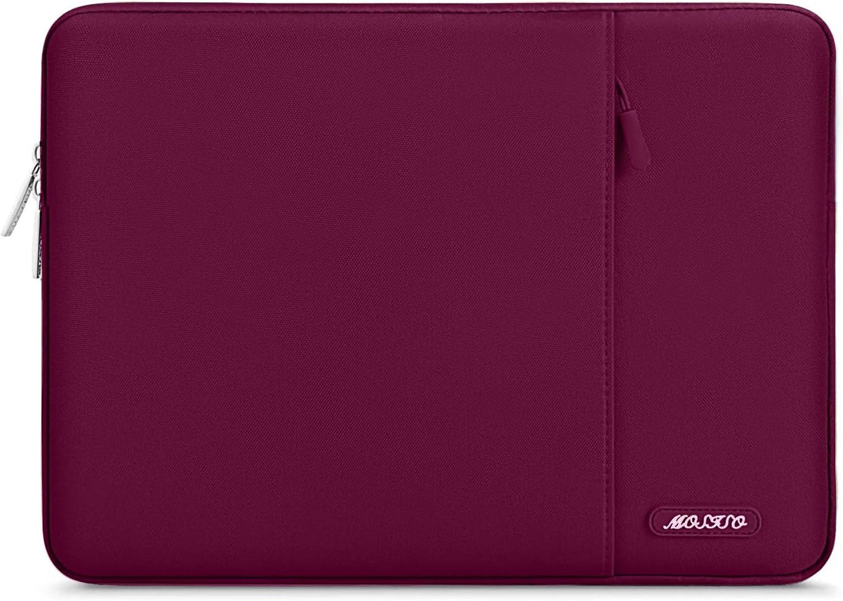 MOSISO Laptop Case 14 inch, 14 inch Laptop Sleeve Compatible with HP Lenovo Dell ASUS Acer, HP Stream, Dell Latitude, Lenovo IdeaPad, Polyester Vertical Computer Sleeve Bag with Pocket, Wine Red
