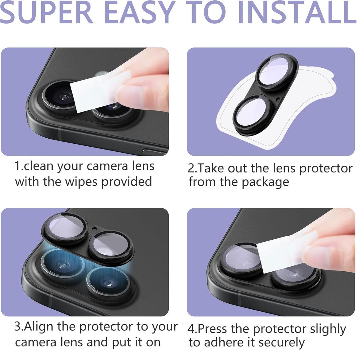 2 Pack Camera Lens Protector for iPhone 16 / iPhone 16 Plus,[Not Easy to Breakn ] AR Tempered Glass Strong Adsorption Metal Camera Cover Screen-Darkcyan