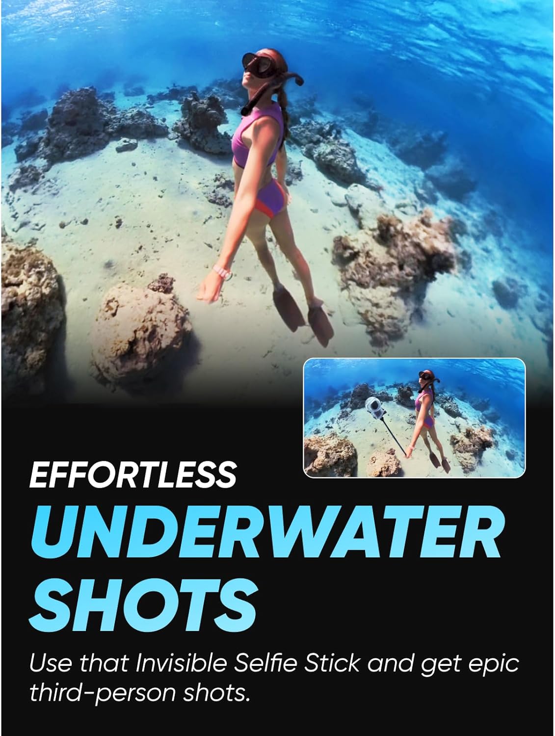 Insta360 X3 Invisible Dive Kit - Waterproof 5.7K 360 Action Camera, Dive Case, Selfie Stick, Dual 1/2" 48MP Sensors, Stabilization, 360 Horizon Lock, 4K Single-Lens, AI Editing