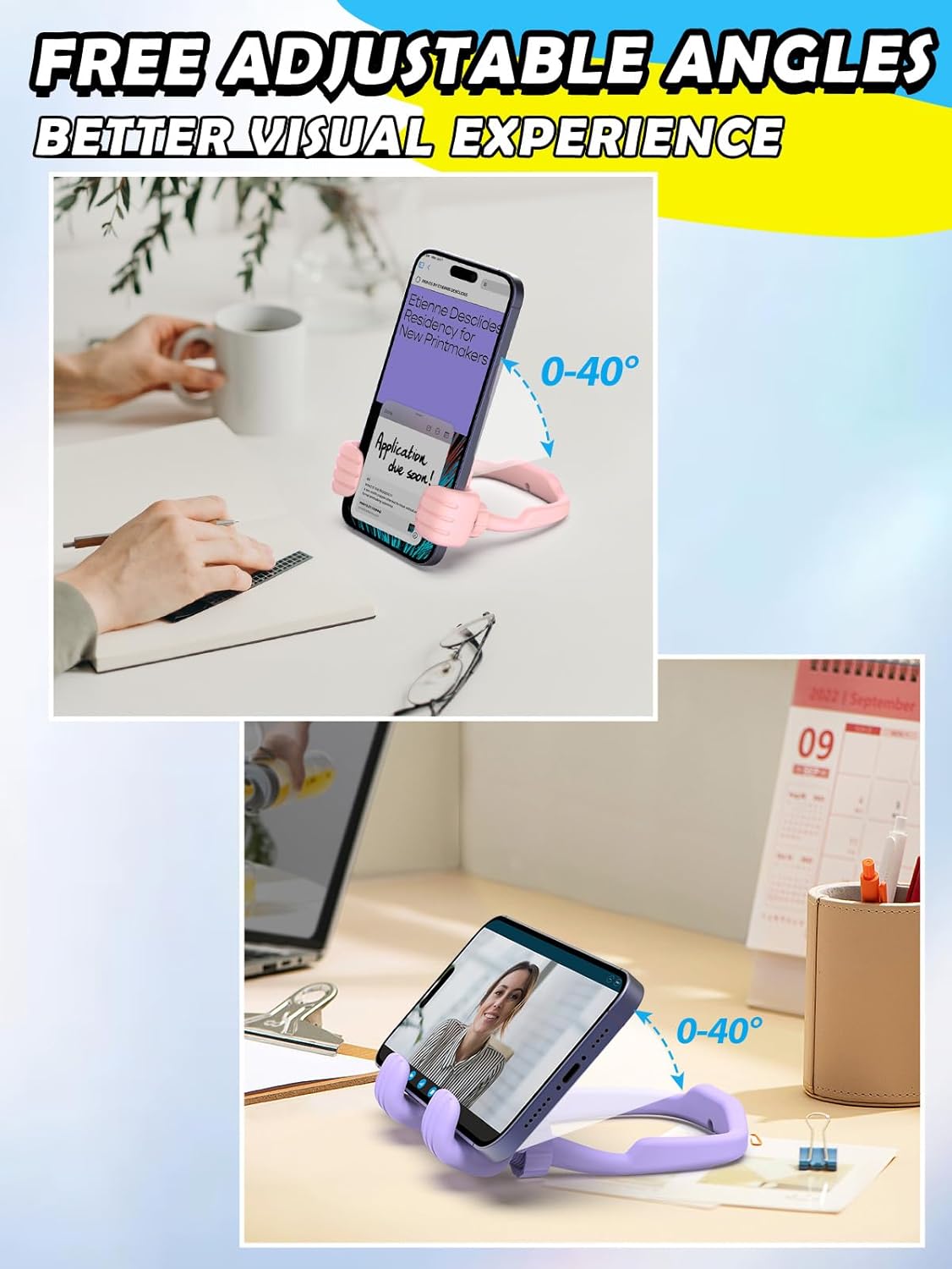 Cell Phone Stand Thumbs Up Lazy Phone Stand - 2 Pack Phone Holder 2025 College Graduation Gifts for Her Him Cellphone iPhone Stand for Desk Birthday Gifts for Teens Girls Boys Adults Women Men Wife