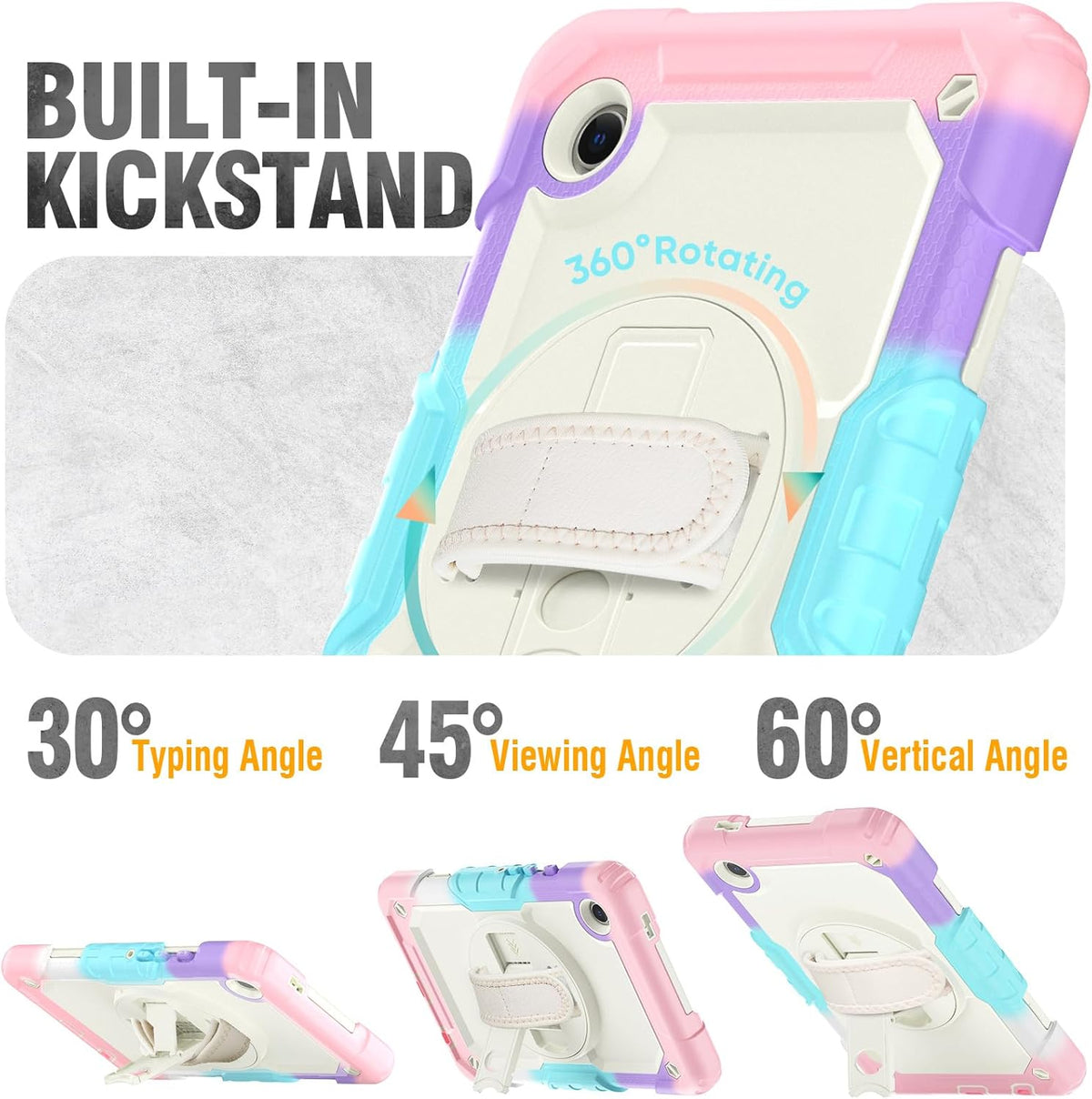 HXCASEAC Case for Samsung Galaxy Tab A9 8.7 Inch, Protective with Screen Protector/Hand Strap/Pen Holder, Sturdy Shockproof for Samsung A9 Tablet Case SM-X110 SM-X115 SM-X117 - Pink