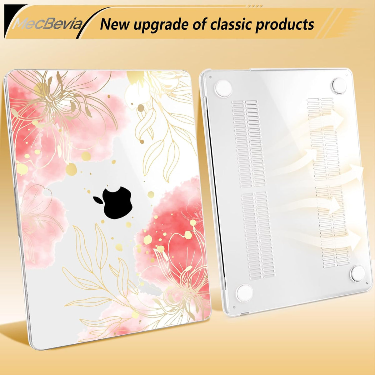 Compatible with MacBook Air 13.6 inch Case, M4 A3240/M3 A3113/M2 A2681 (Released 2025 to 2022), Hard Shell, Keyboard Cover, Screen Protector, Webcam Cover & Type-C Adapter, Vector Flower3