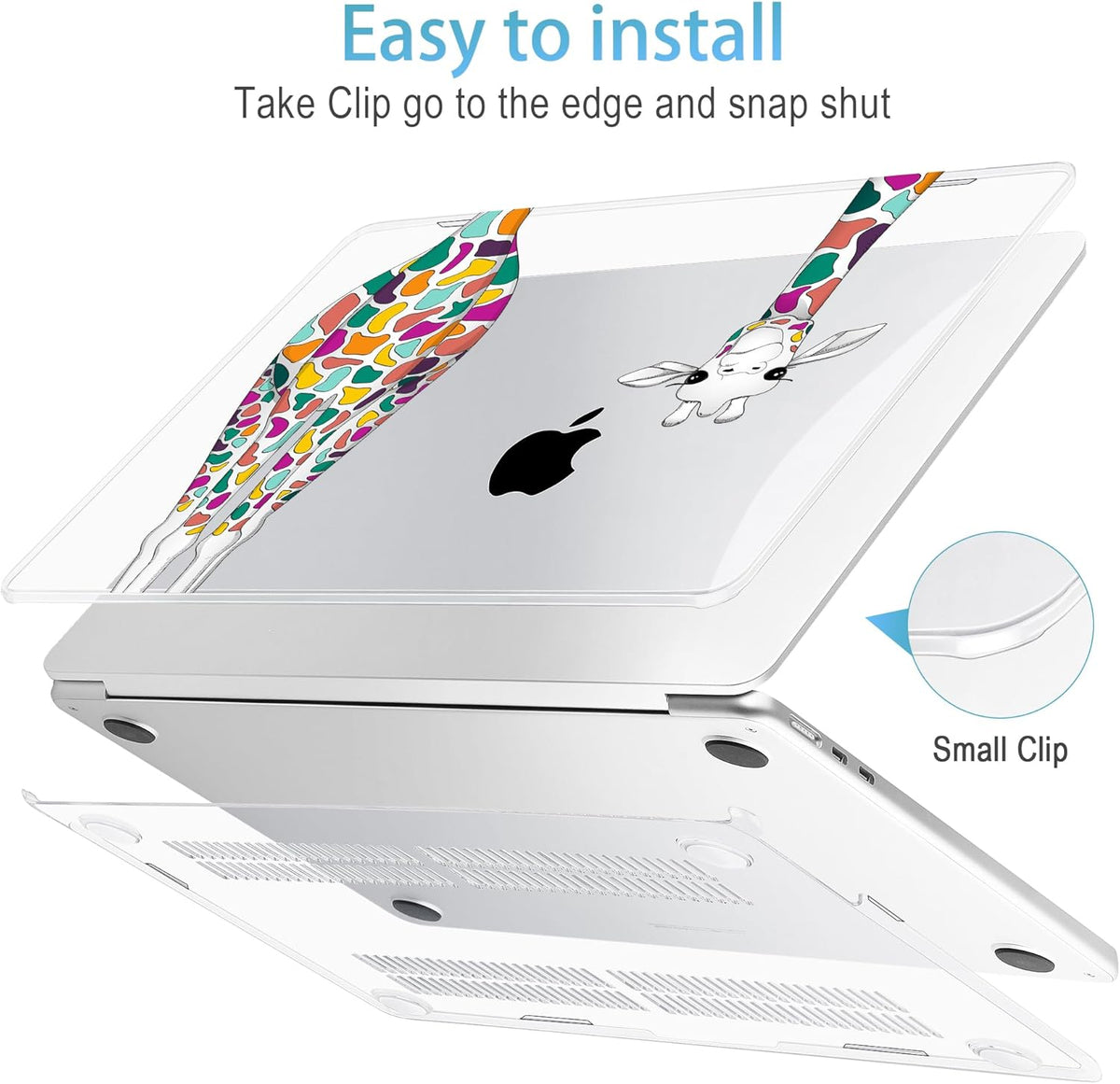 Mektron for 2025 M4 MacBook Air 13.6 Inch A3240 Case Fits 2023 A2681 M2 2024 A3113 M3 Chip with Liquid Retina Display Touch ID, Printed Plastic Hard Shell Cover for MacBook Air 13.6", Giraffe