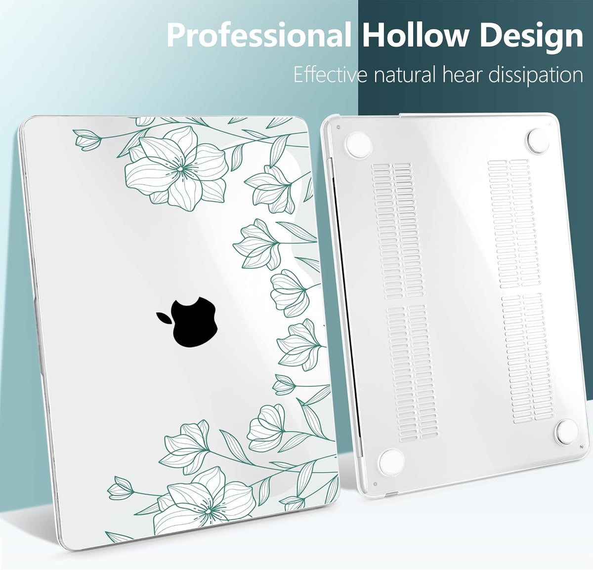 TWOLSKOO Compatible with M4 MacBook Air 13.6 inch Case 2025-2022 Release M4 A3240 M3 A3113 M2 A2681, Plastic Hard Shell & Keyboard Cover & Type C Adapter & Screen Protector, Botanical Line Art