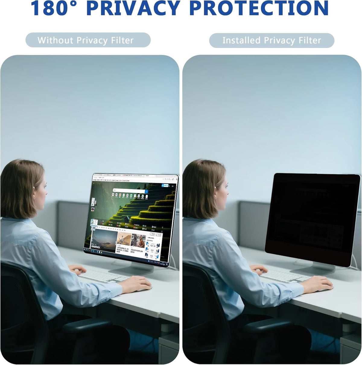 [2 Pack] 23.8 Inch Computer Privacy Screen Filter for Monitor 16:9, Magnetic Privacy Shield and Anti-Glare Blue Light Protector for 23.8'' Monitor