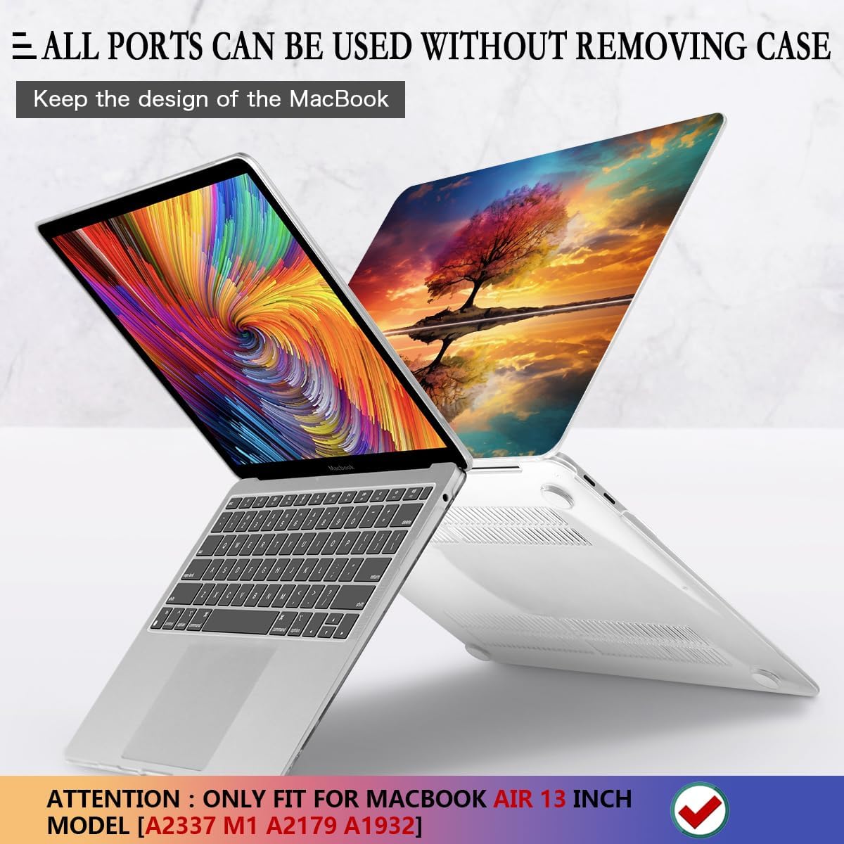 CISSOOK Compatible with MacBook Air 13 inch Case 2021, 2020-2018 Release Model M1 A2337 A2179 A1932, Protective Plastic Hard Shell Case Cover for MacBook Air 13-inch with Touch ID, Tree Landscape