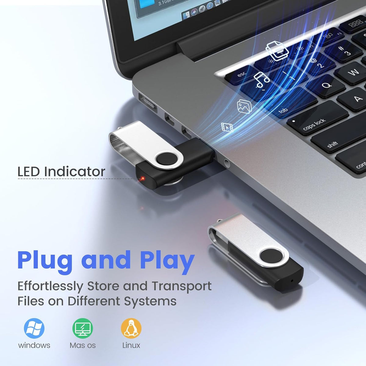 ABLAZE 1GB USB Flash Drive 50 Pack, USB 2.0 Thumb Drives Bulk Memory Sticks Pendrives 50PCS (Black)