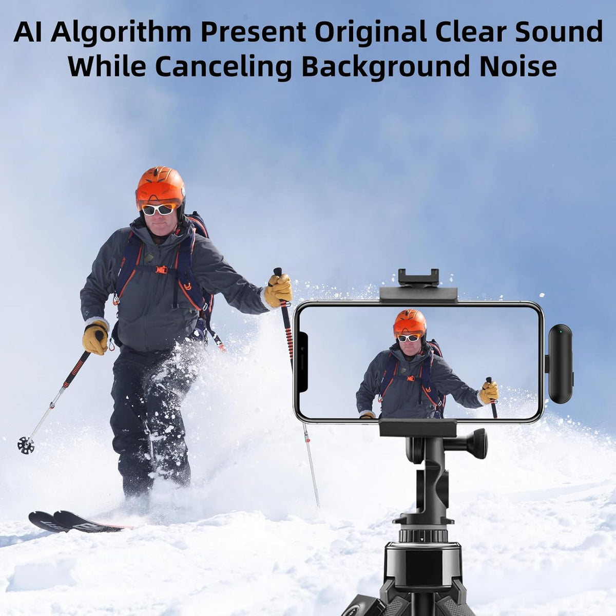 Wireless Microphone for iPhone 16 15 - Ai Noise Cancelling Mini Microphone USB C for Android Phone, Lavalier Mic with 35H Charging Case for Video Recording Vlogging YouTube Tiktok