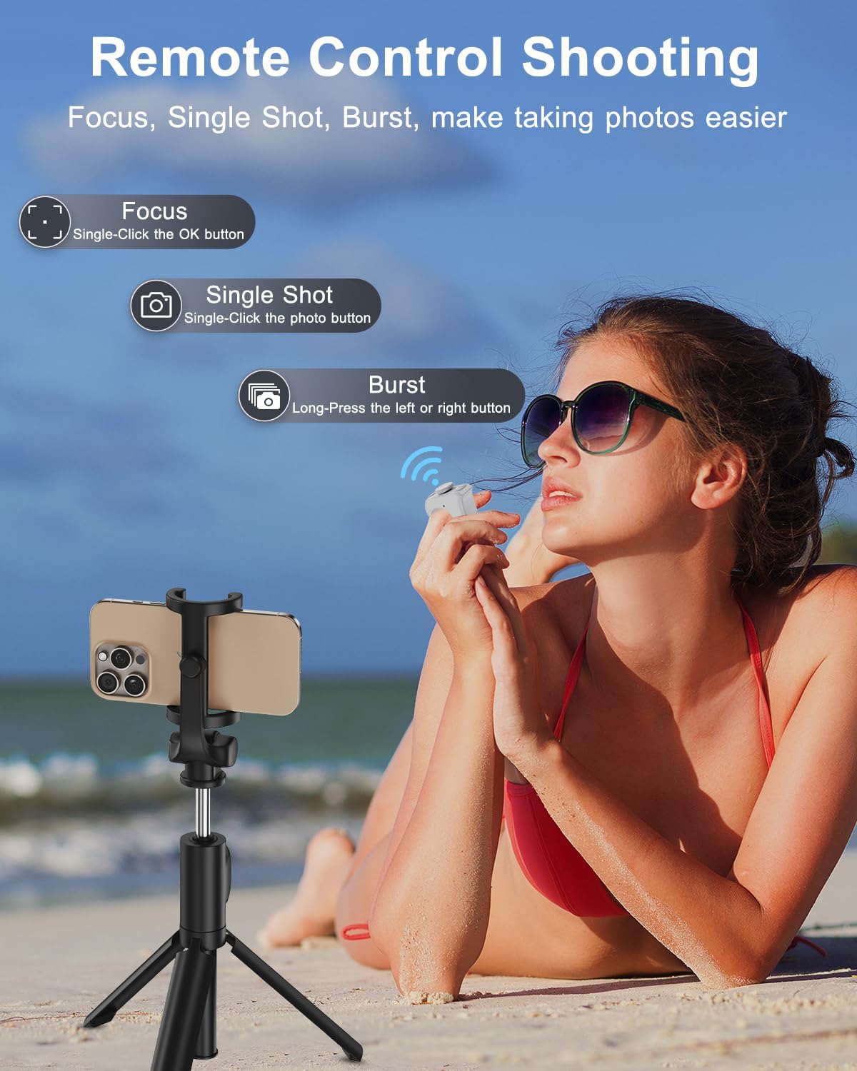 TikTok Scrolling Ring Remote Control, Camera Shutter Remote, Wireless Bluetooth Scrolling Ring for iPhone, iPad, iOS, Android - White