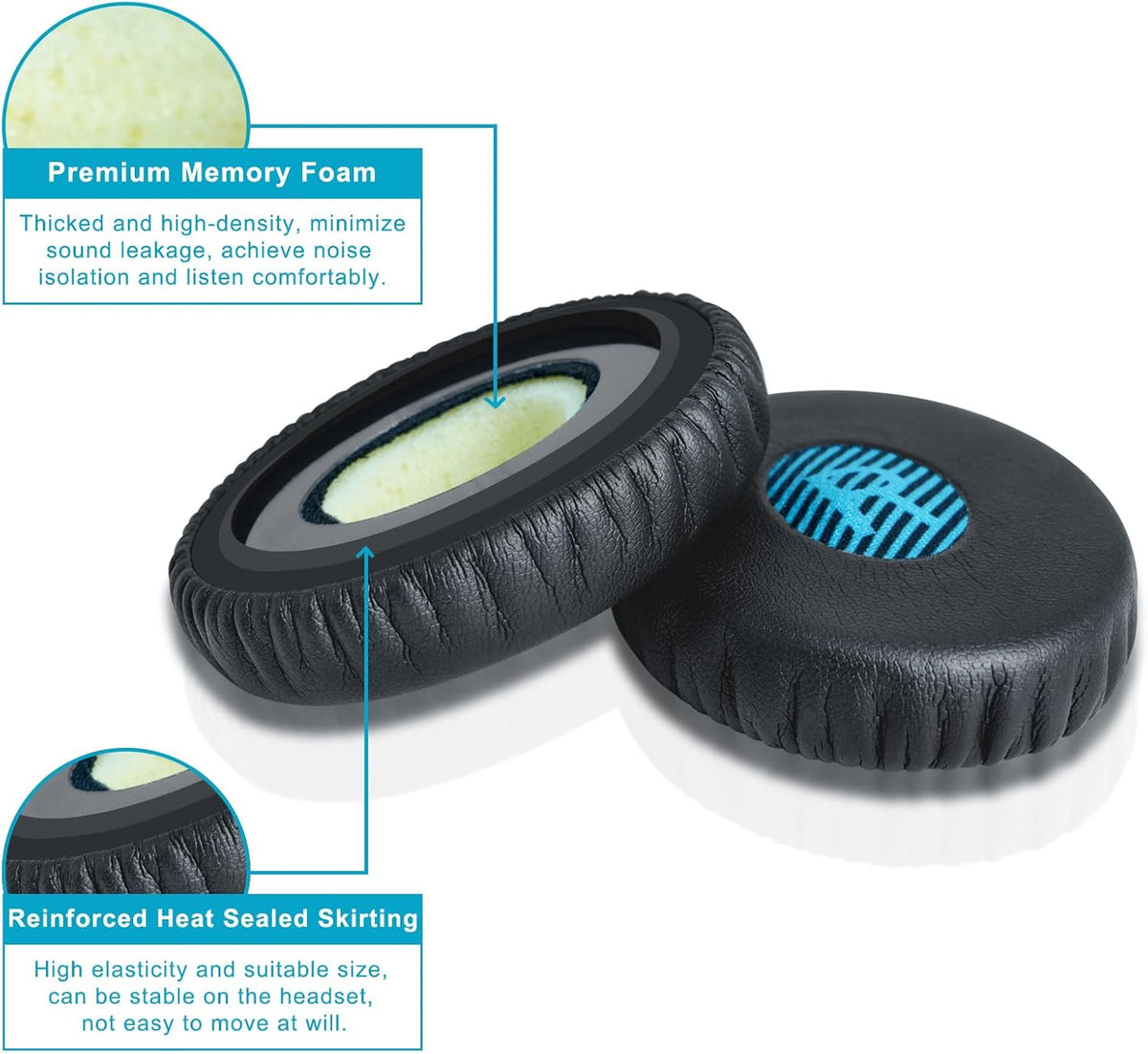 Ear Pads Replacement for Bose On-Ear 2 Headphones, GVOEARS Ear Cushion Pad for Bose OE2 / OE2i / SoundTrue OE/SoundLink On-Ear Wireless Headphones, Durable & Longer Lasting (Blue Pad)