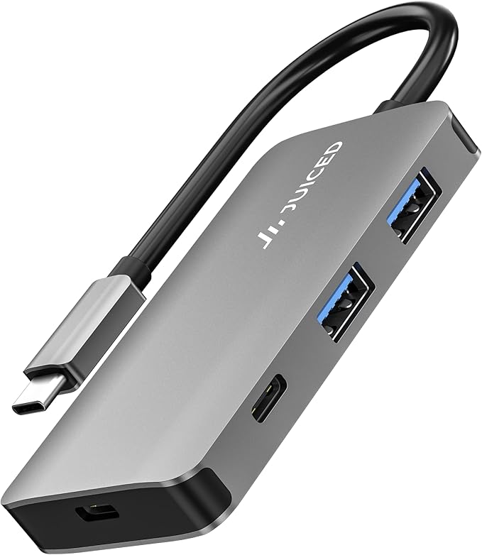 Juiced Systems QuadHUB Power - USB-C Generation 2 10Gbps 100 Watt Power Delivery Hub - 2X USB-C 10Gbps Ports - 2X USB-A 10 Gbps Ports