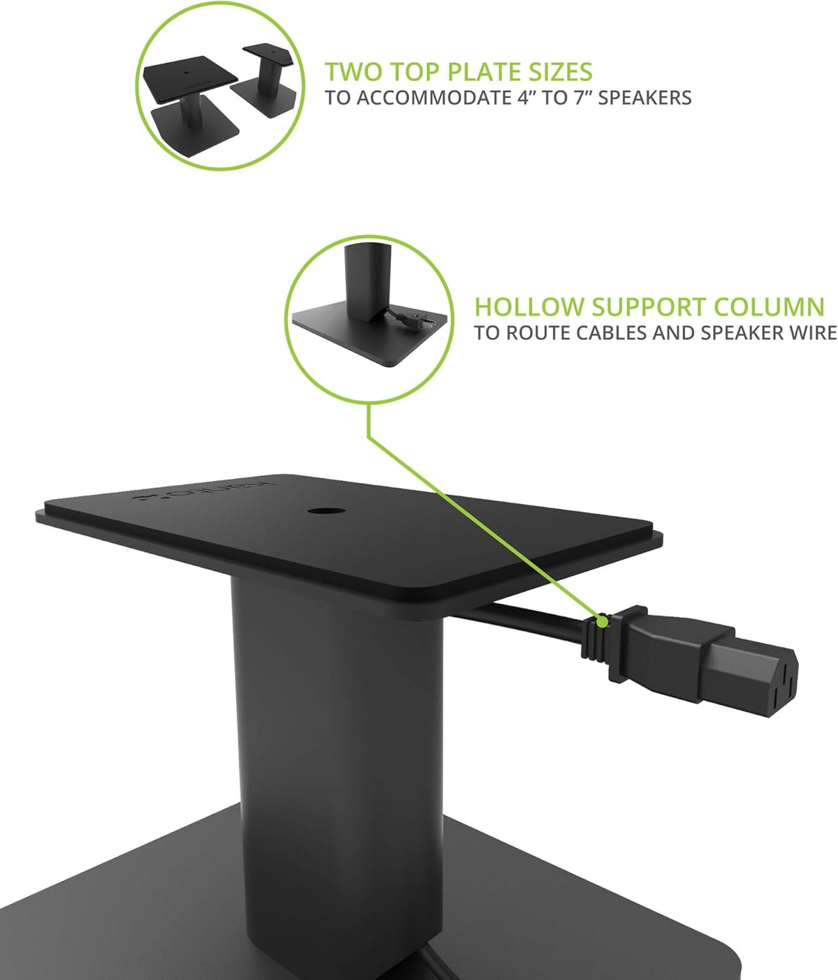 Kanto SP6HD Desktop Speaker Stands for Medium/Large Bookshelf Speakers & Mid-Size/Full-Size 4”-7” Studio Monitors | 6" Tall | Black | Pair
