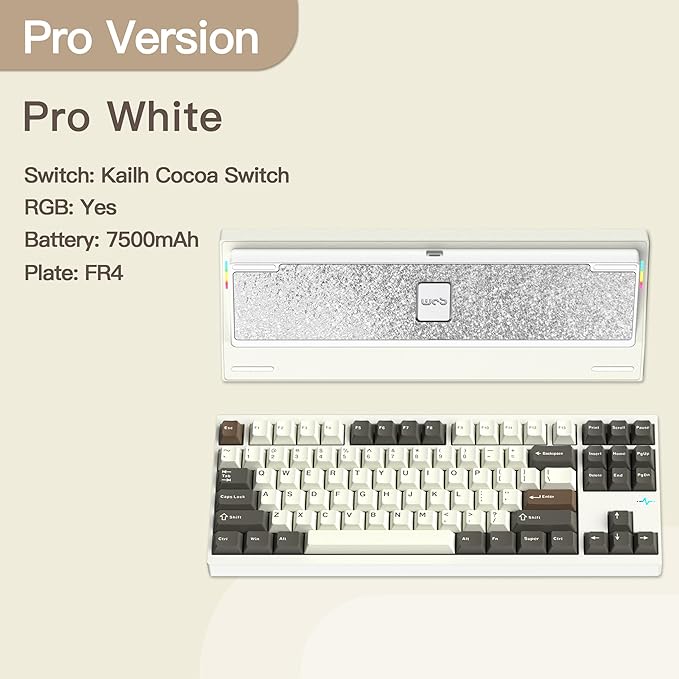 KEEBMONKEY WOBKEY Crush 80 Reboot CNC Aluminum 5-Second Quick-Release Triple-Mode Connectivity Mechanical Keyboard with Superior Acoustics (Pro White)