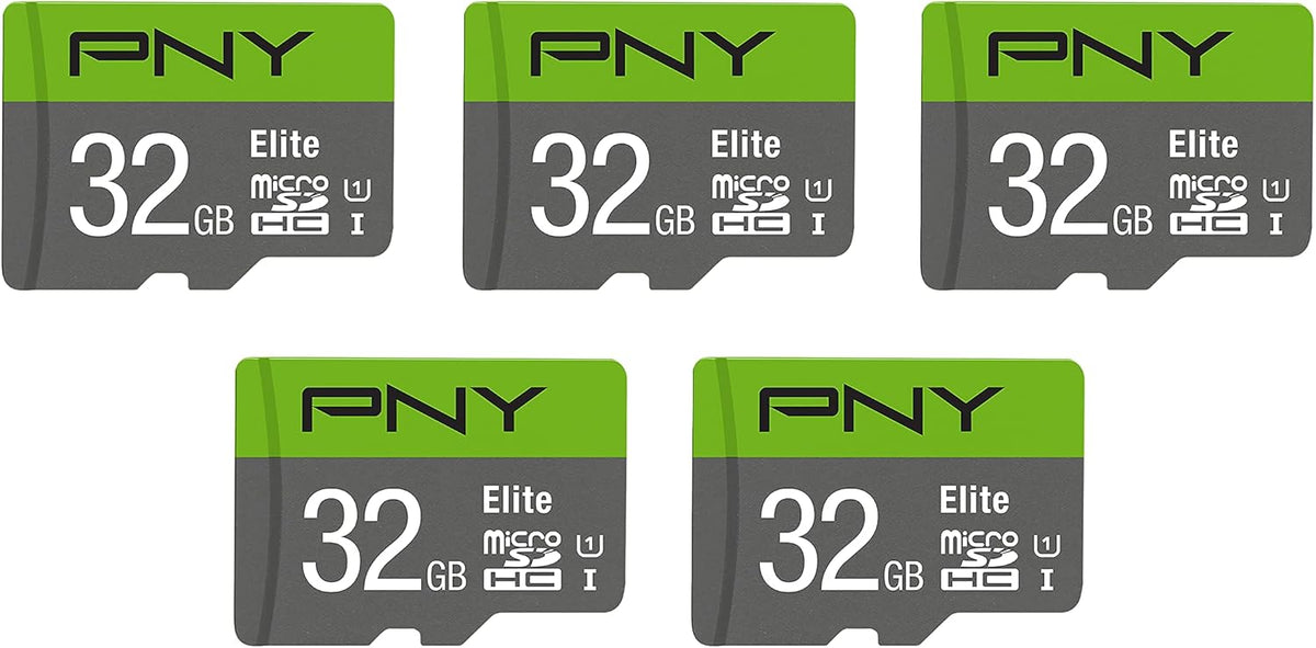 PNY 32GB Elite Class 10 U1 microSDHC Flash Memory Card - 100MB/s, Class 10, U1, Full HD, UHS-I, Micro SD, 5 Count (Pack of 1)