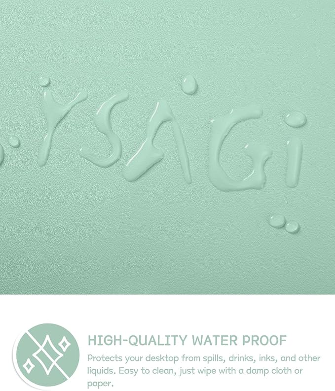 YSAGi Non-Slip Leather Desk Pad, Waterproof Laptop Computer Desk Keyboard Mat, Table Protector Blotter Mat, Large Mouse Pad for Office/Work/Home/Decor(Pale Green, 31.5" x 15.7")