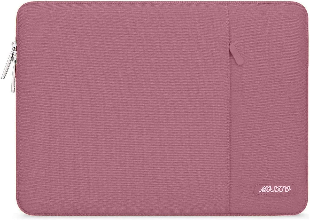 MOSISO Laptop Case 13.3 inch, 13-13.3 inch Laptop Sleeve Compatible with MacBook Air/Pro 13 / Pro 14, HP Dell ASUS Lenovo Notebook, Polyester Vertical Computer Sleeve Bag with Pocket, Dusty Rose