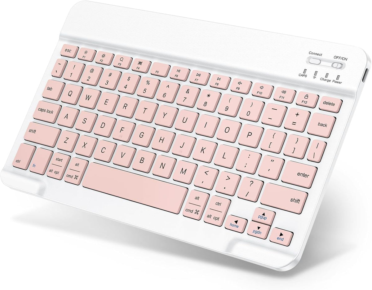 Emetok Wireless Keyboard for Tablet, iPad, iOS, Android, Windows, Rechargeable Mini Bluetooth Keyboard, Portable Size